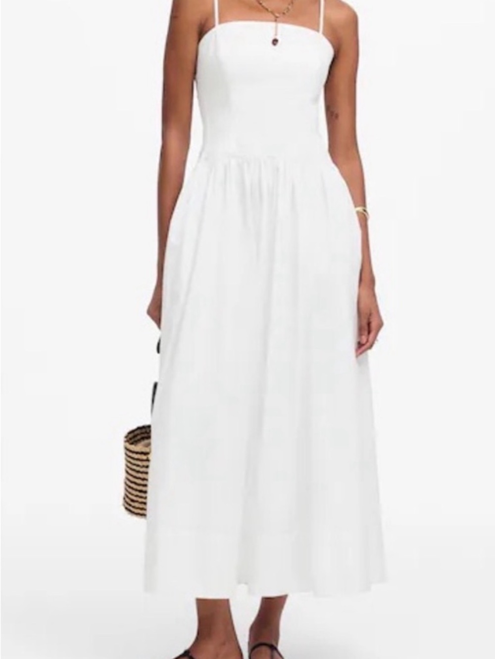 Madewell Poplin Seamed Maxi Dress white 
Size 6